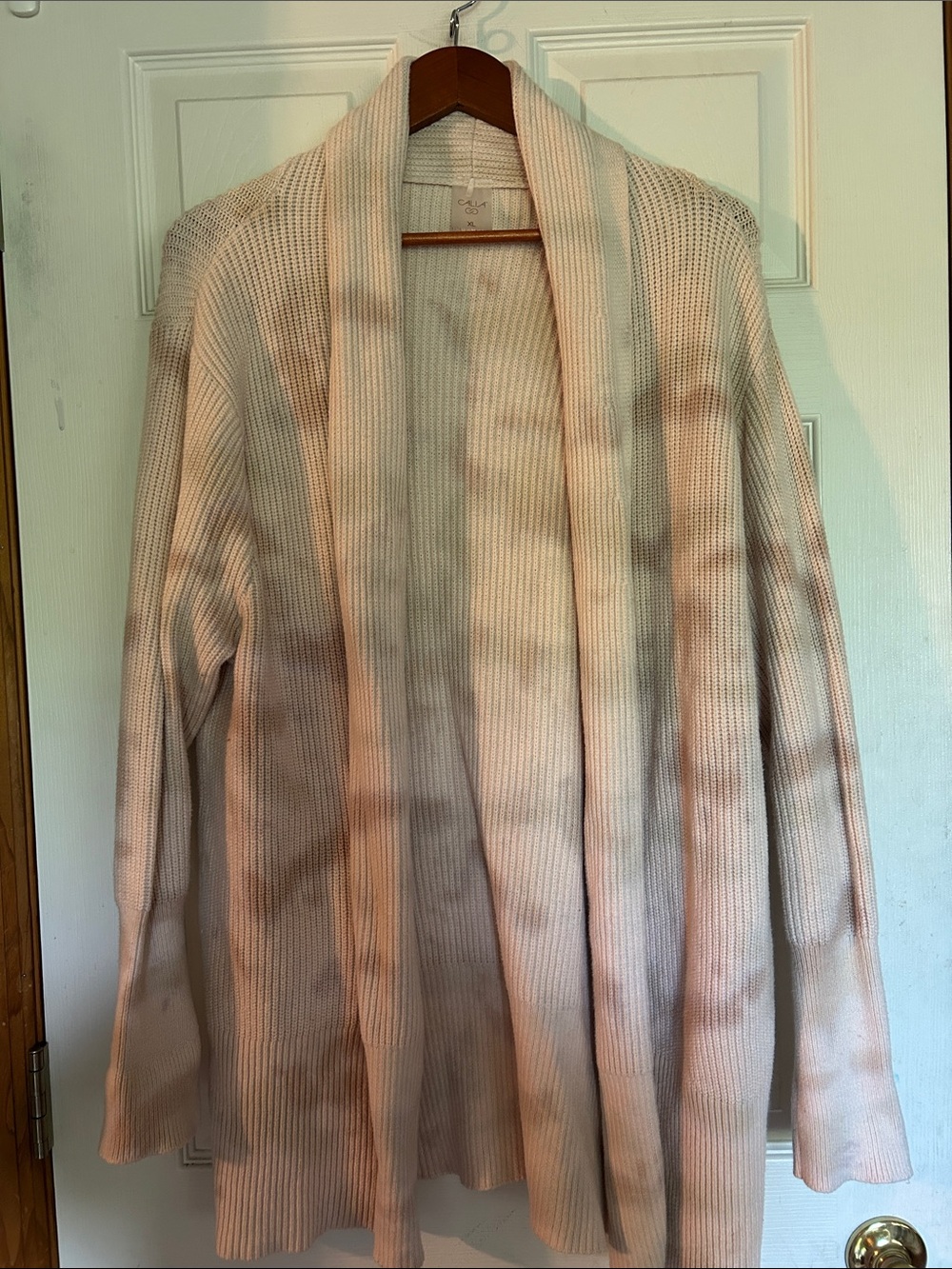 NWOT CALIA Open-Front Cream and Camo Ribbed Cardigan Sweater